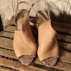 Louise et Cie Tan Slingback Sandals with Peep-Toe